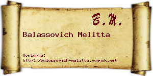 Balassovich Melitta névjegykártya